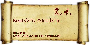 Komlós Adrián névjegykártya